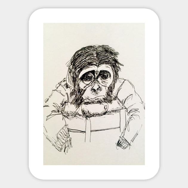 Sad Monkey Sticker by Rawcanvas